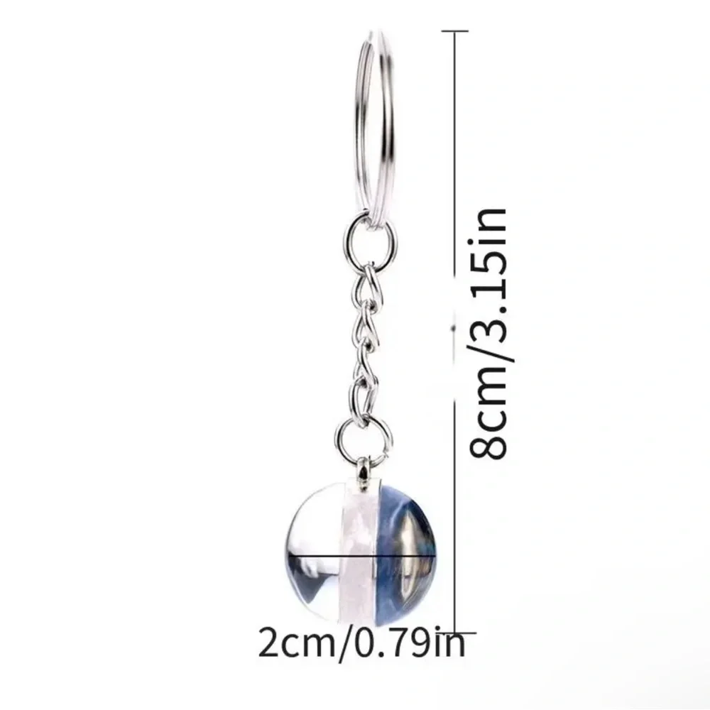 White and Gray Wolf Glass Ball Bag Charm/Keychain New in Packaging